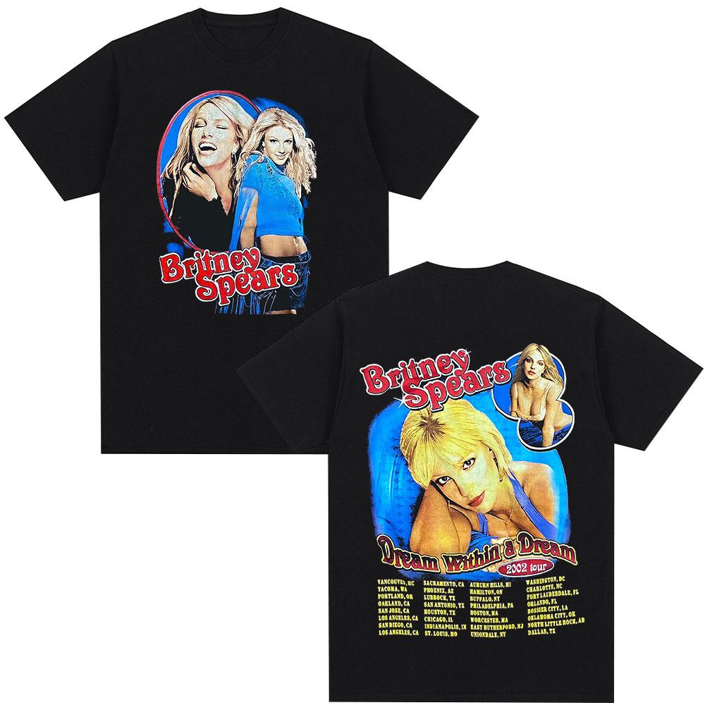 Britney Spears Metal Rock Graficzny T-shirt Damska Moda Hip Hop Koszulki Harajuku Vintage Krótki Rękaw T-shirt