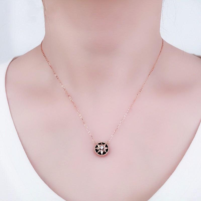Purple Gold Sun Blackstone Redstone Necklace Fashion Rose Gold Plated Trend Color Gold Set Chain