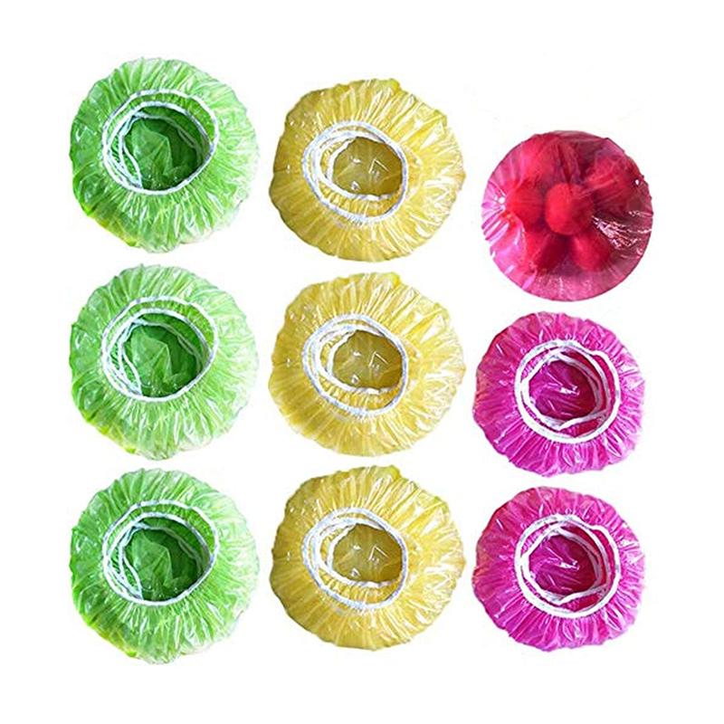 60Pcs Reusable Food Cover Plastic Wrap Elastic Food Lids For Fruit Bowls Cups Caps Storage Kitchen Fresh Keeping Saver Bags
