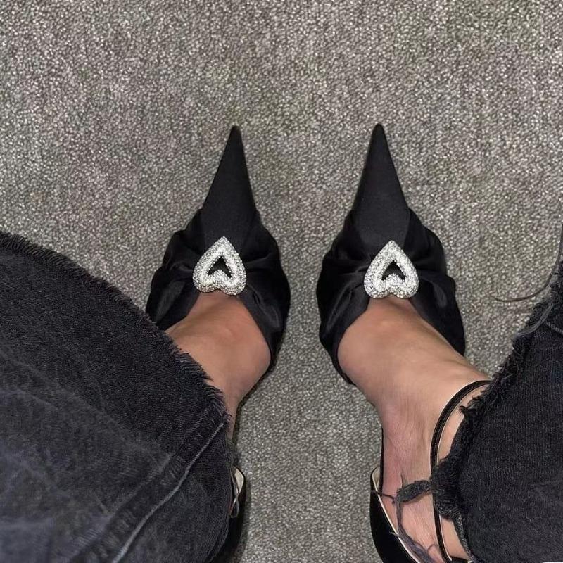 New mach bag head sandals love rhinestone thin heel strap high heels