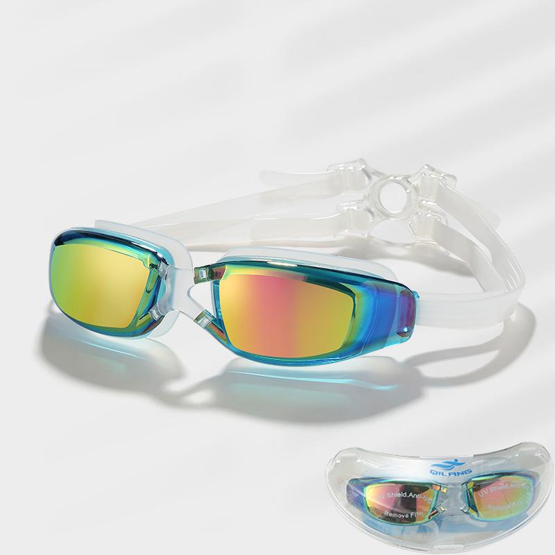 Plating Swimming Goggles Eyewear with Case Adults Professional Waterproof Anti Fog UV Shield Swim Pool Water Glasses Men Women