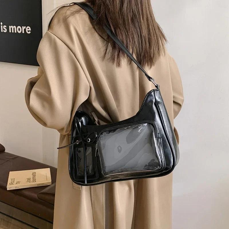 Y2k Harajuku Taška přes rameno Dámská Korejská Průhledná Ita Taška Školní Crossbody Taška Dámská Japonský Návrhář Preppy Kabelka Peněženka