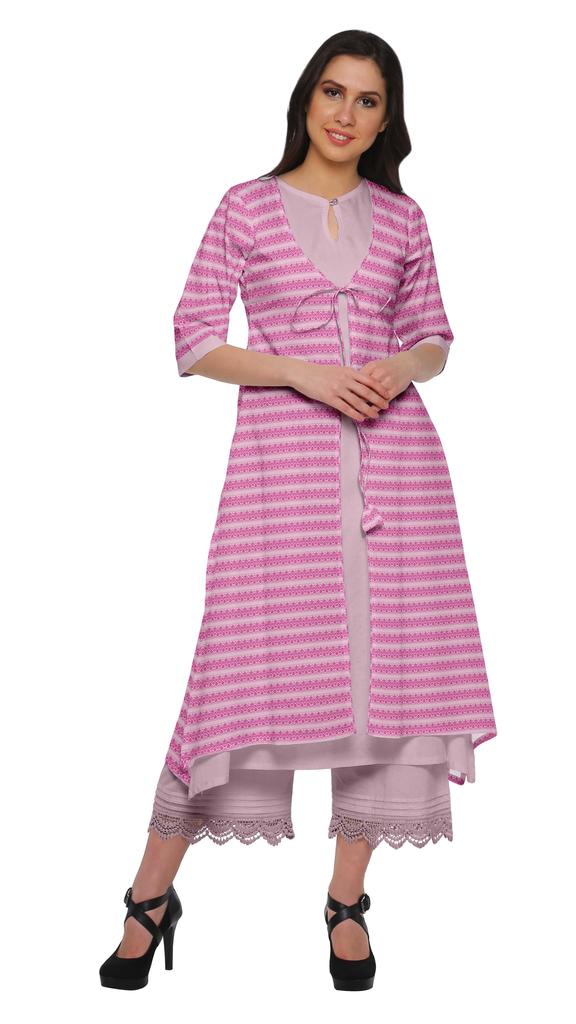 Moomaya Indian Palazzo Kurta Jacket Set For Women Partywear Chanderi Ethnic