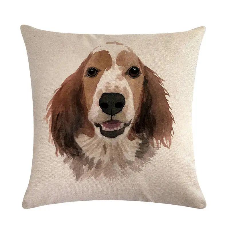 Cute Puppy Head Series Linen Pillow Case Seat Sofa Bedroom Cushion Cover Home Decoration Pillowcase 45*45Cm