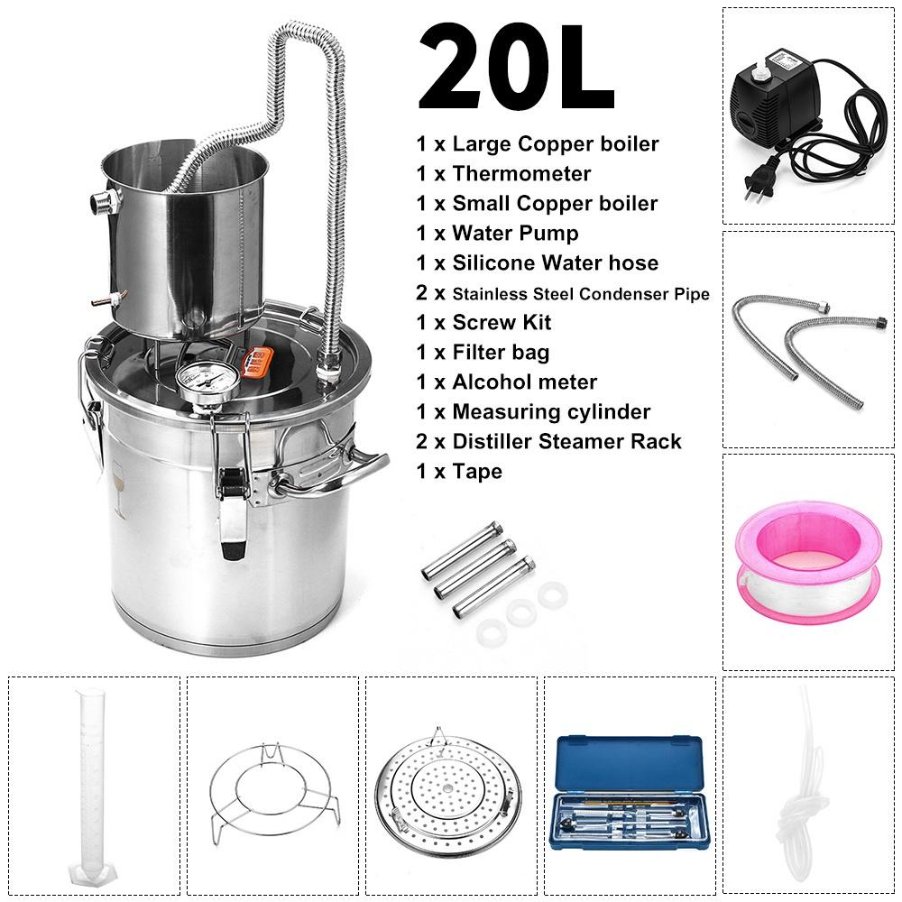 220V-240V 12L/20L/33L Stainless Steel Distiller Small Brewing Equipment Wine Making