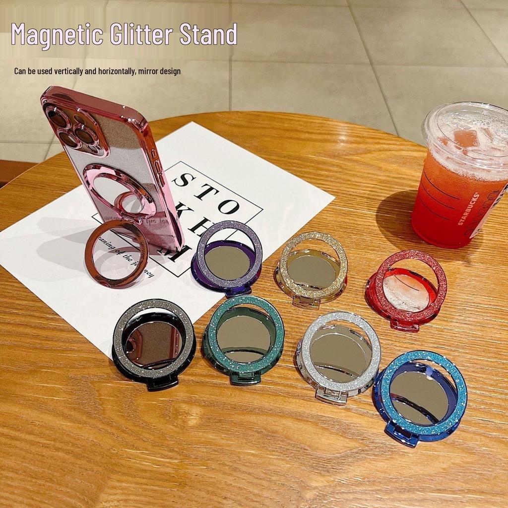 Versatile MagSafe Magnetic Phone Holder with Glitter Mirror Finish