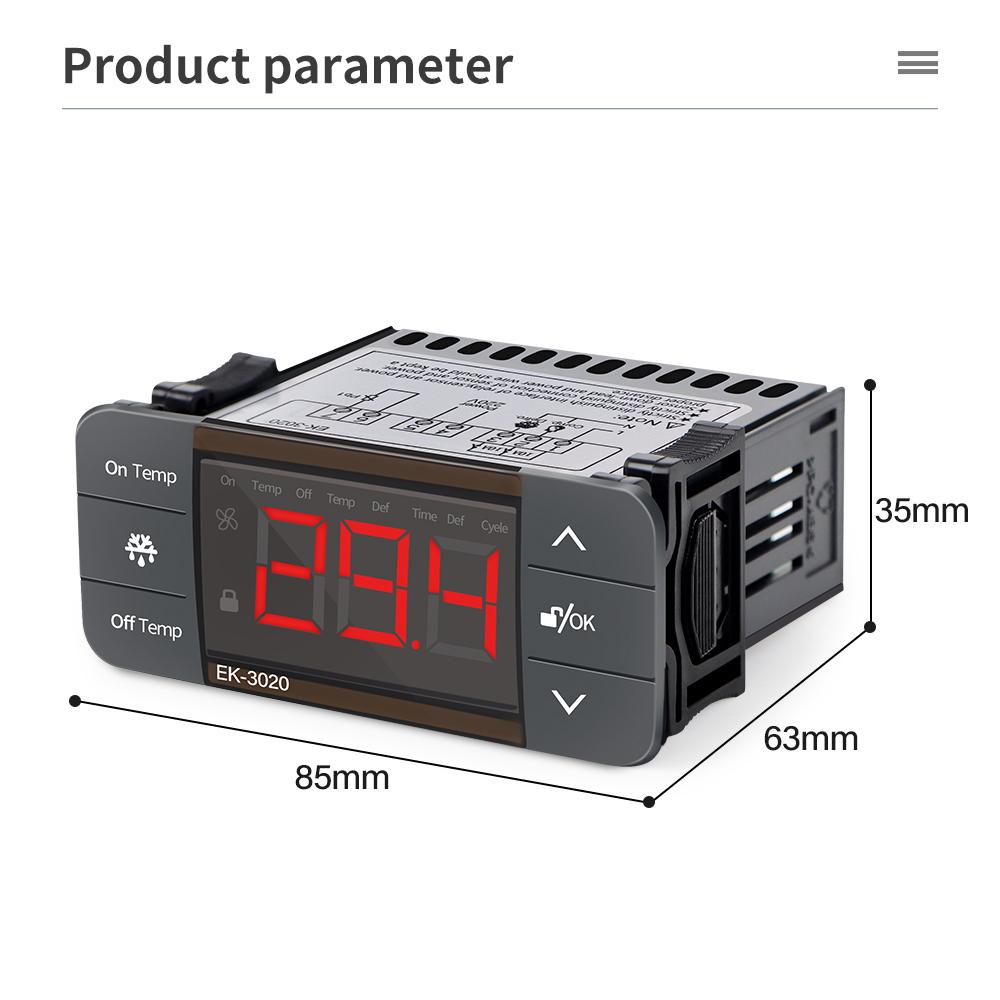 EK-3020 Digital Temperature Controller Hygrometer Thermostat Two Relay Output 220V For Incubator Heater Cooler With Probe