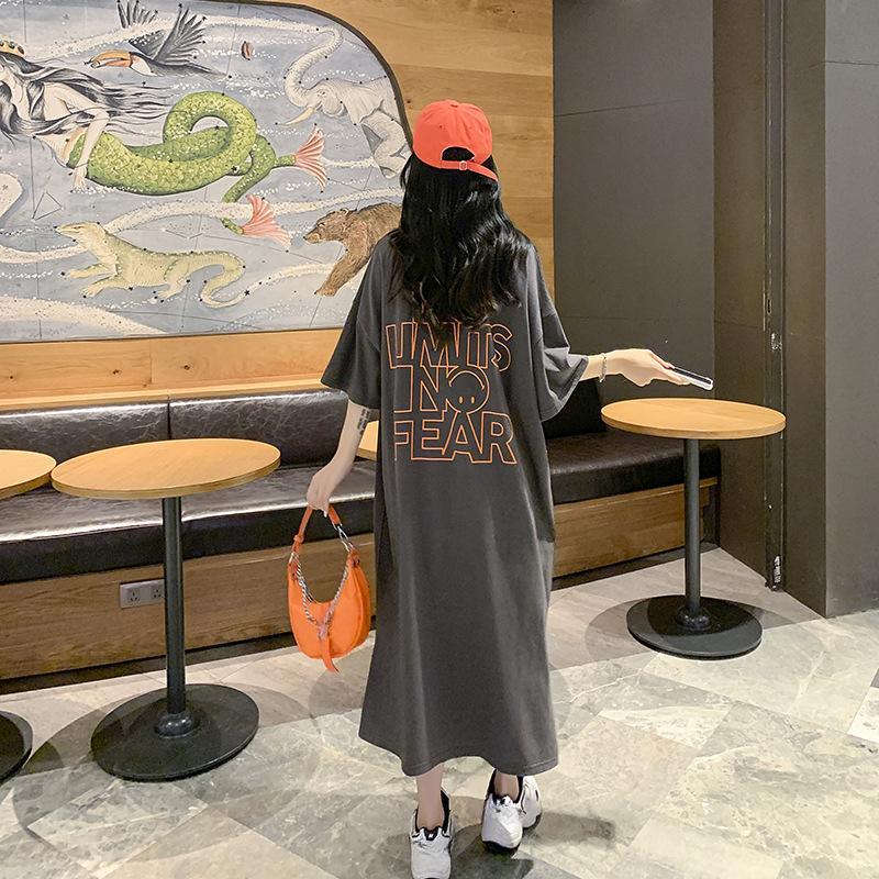 Damen Schlicht Ausländischer Stil Persönlichkeit Buchstabenaufdruck Lässiges Lockeres Etuikleid