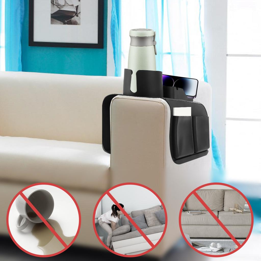 Silicone Couch Cup Holder With pockets Non-slip Arm Clip Table Sofa Armrest Storage Tray for Beverage Cups Phone Remote Control