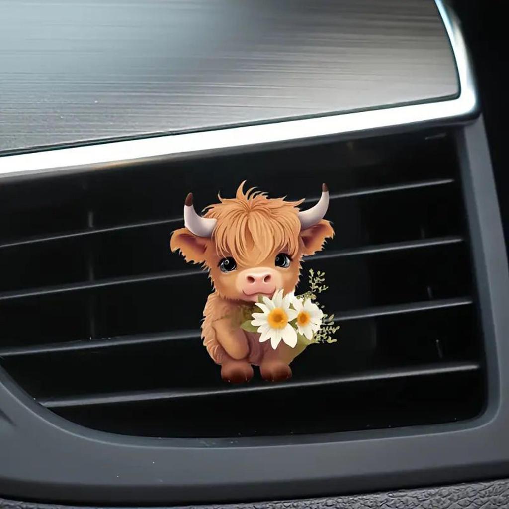 2D Acrylic Car Air Freshener Vent Clip, Cute Highland Cow Aromatherapy Diffuser for SUV Truck, Vehicle Scent Clip