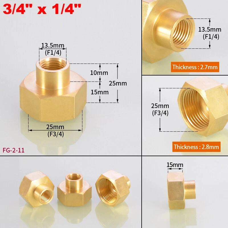 1~10pcs Brass Female Reducing Sleeve 1/8" 1/4" 3/8" 1/2" 3/4" 1" BSP Female Thread Hex Pipe Fitting For Water Fuel Gas