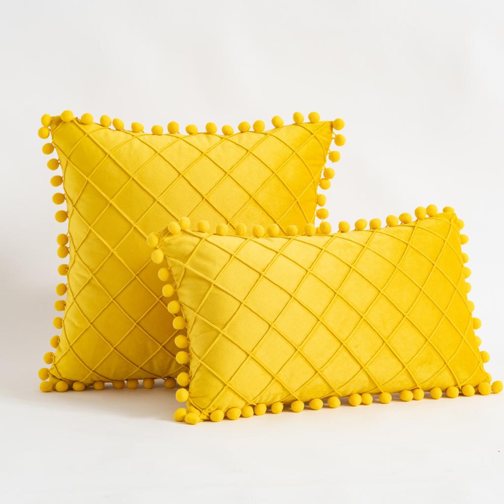 Cute Pom-poms Throw Pillow Covers 30x50cm 45x45cm Luxury Textured Square Cushion Case for Sofa Bedroom Pillowcase Christmas Gift