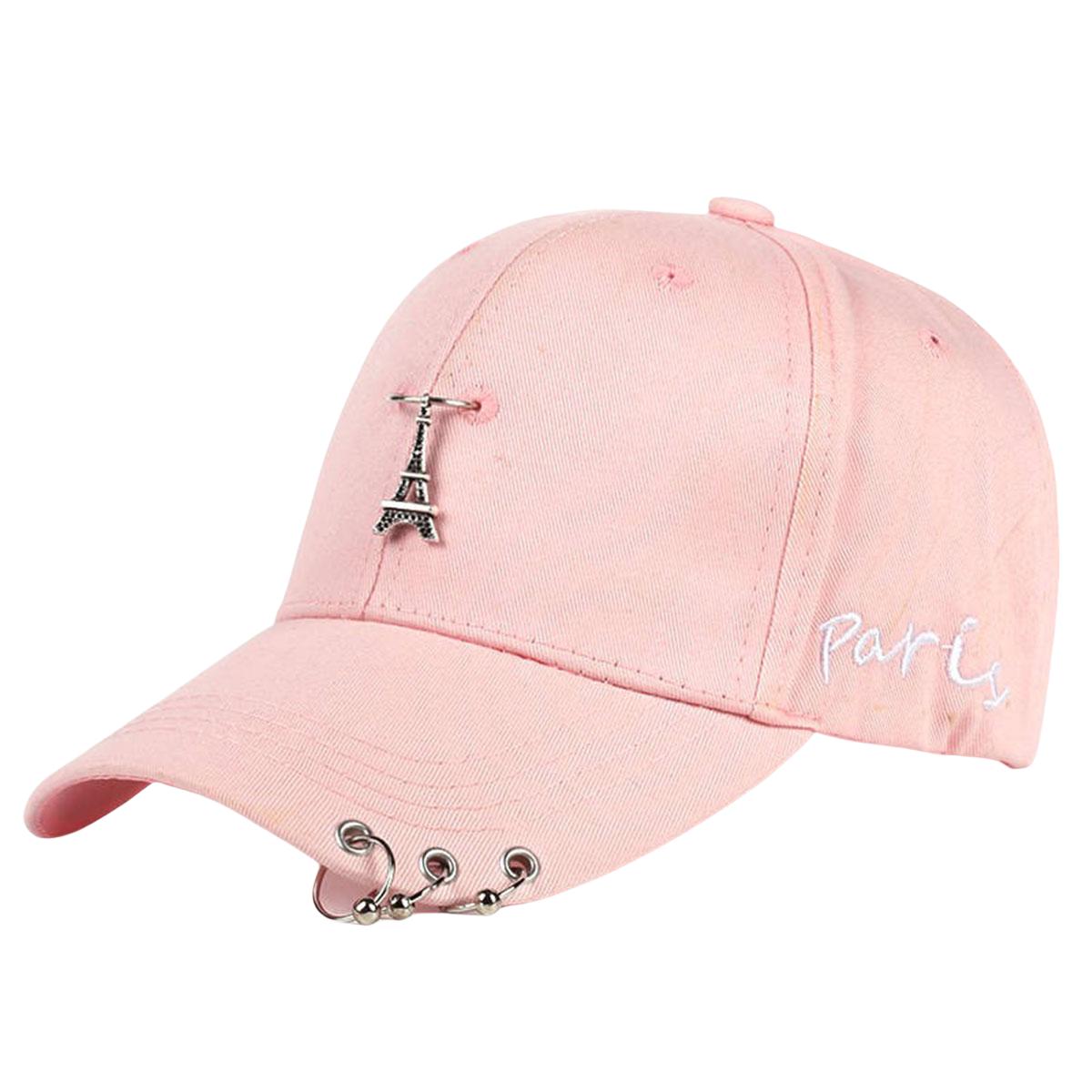 

Модна залізна вежа, залізне кільце, прикраса, бейсбольна кепка, бавовняний капелюх у стилі хіп-хоп, чоловічі та жіночі кепки для гольфу, шапки для риболовлі на відкритому повітрі рожевий