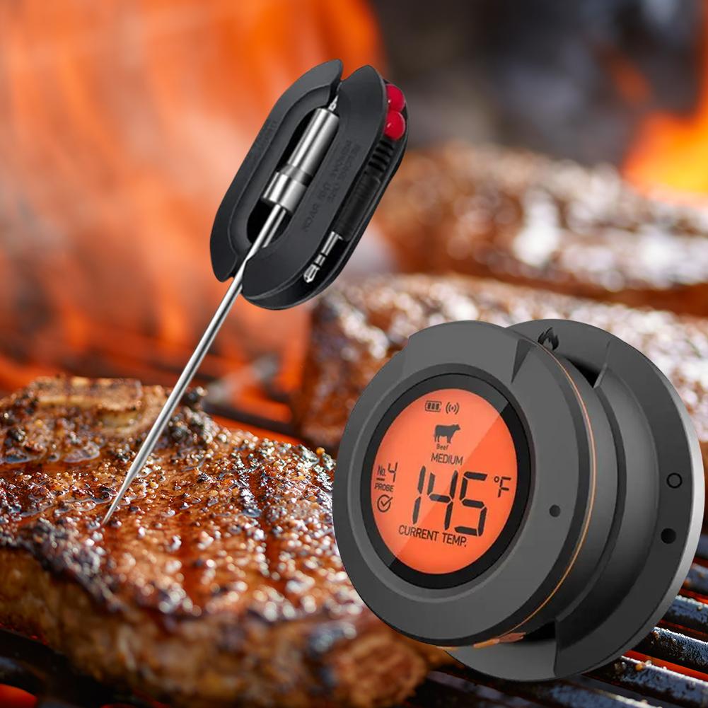 Thermomètre à viande alimentaire 2025 Amélioré Numérique Sans fil BT Smart Thermomètre à viande pour four et grill 2/4 Sondes Accessoires de cuisine Outils