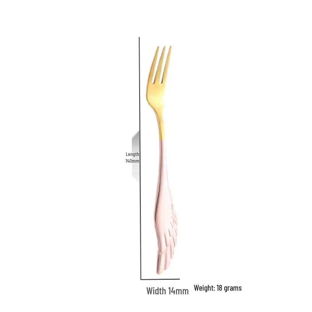 Creative 304 Stainless Steel Wing Spoon & Fork Set - 2-Piece for Dessert, Coffee & Hotels