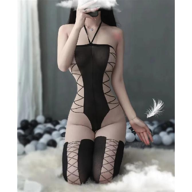 Sexy Bodystockings Women Transparent Bodysuit Teddy Hollow Body Crotchless Open Bra Outfit Erotic Costumes Hot Fishnet Lingerie