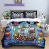 One Piece Luffy Pattern Bedding Quilt Set Quilt Cover Pillowcase Home Decoration Birthday Gift (1 * Duvet Cover + 2 * Pillowcase, Without Core)