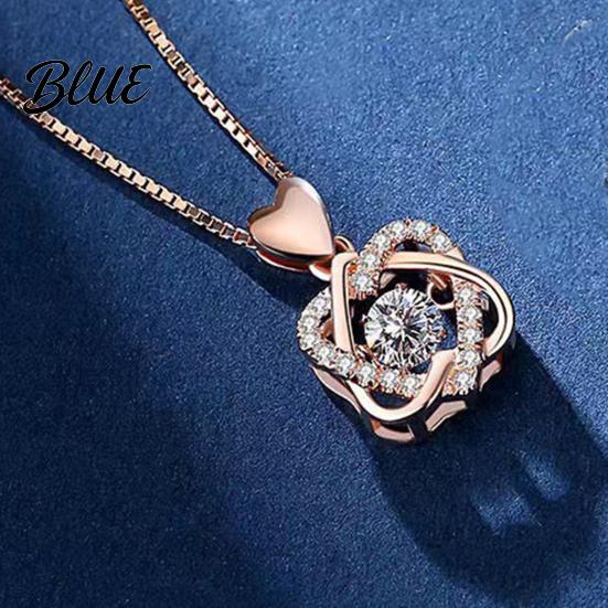 Heart-shaped Necklace Women Double Heart Entangled Rhinestone Decor Adjustable