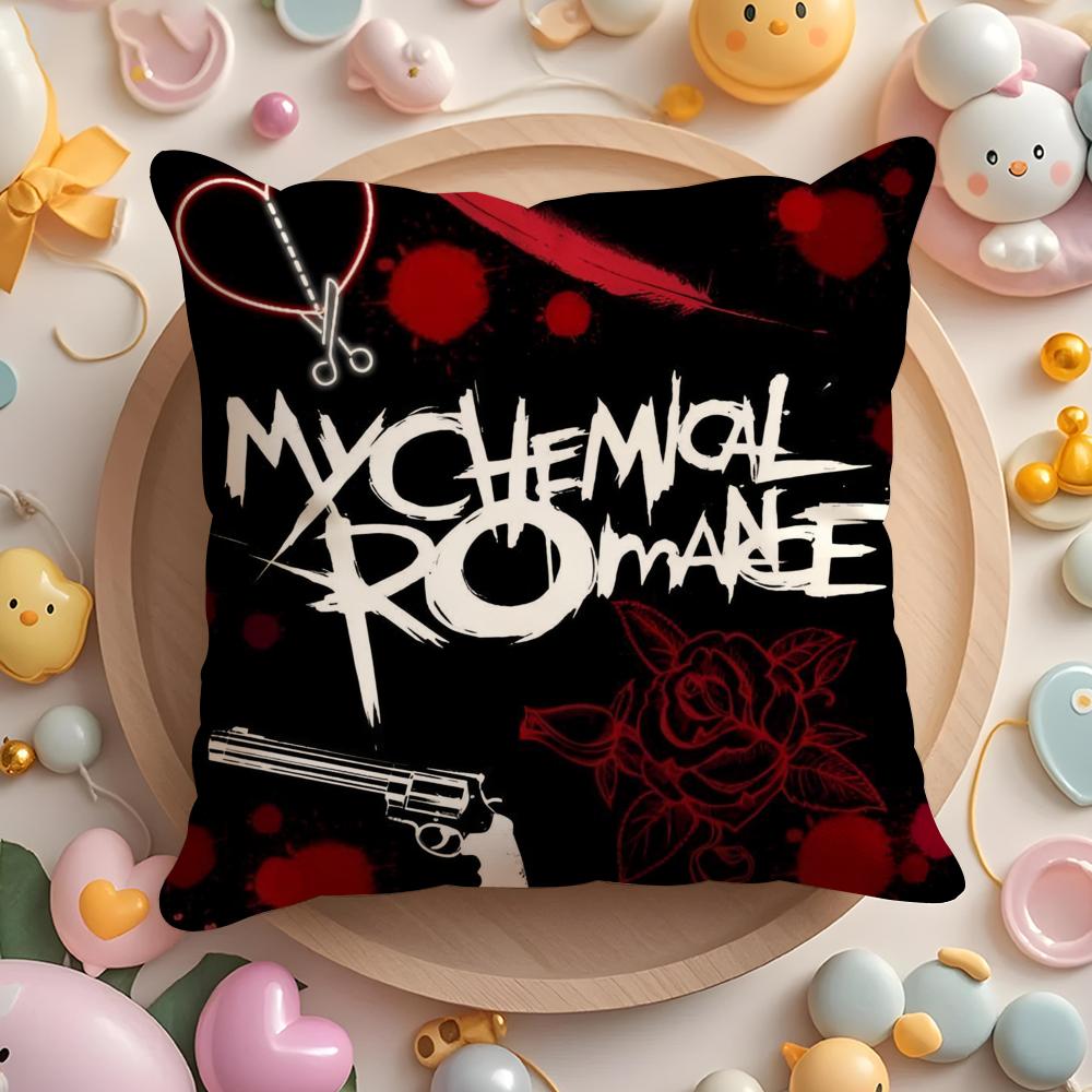 Hot Rock My Chemical Romance Band Cushion Cover Plush Fabric Soft Double-Sided Printed Sofa Pillow Case Colorfast Home Decor