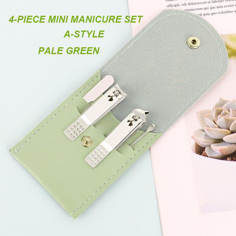 2025 New Hotsale Professional 4-Piece Mini Manicure Set Stainless Steel Nail Kit for Beginners with Leather Case
