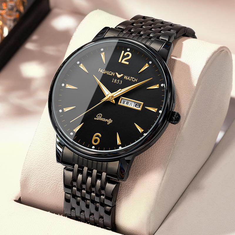 New men's watch men's business mechanical watch double calendar advanced sense waterproof quartz + luminous light