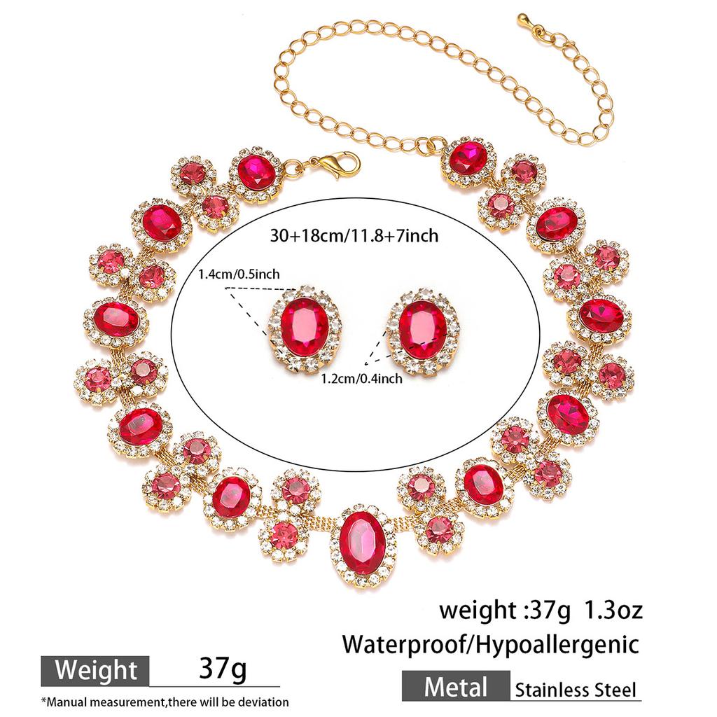 Utsøkt Super Flash Sett Diamant Bryllup Rhinestone Sett Brudekjole Kjole Middag Øredobber Smykker Halskjede