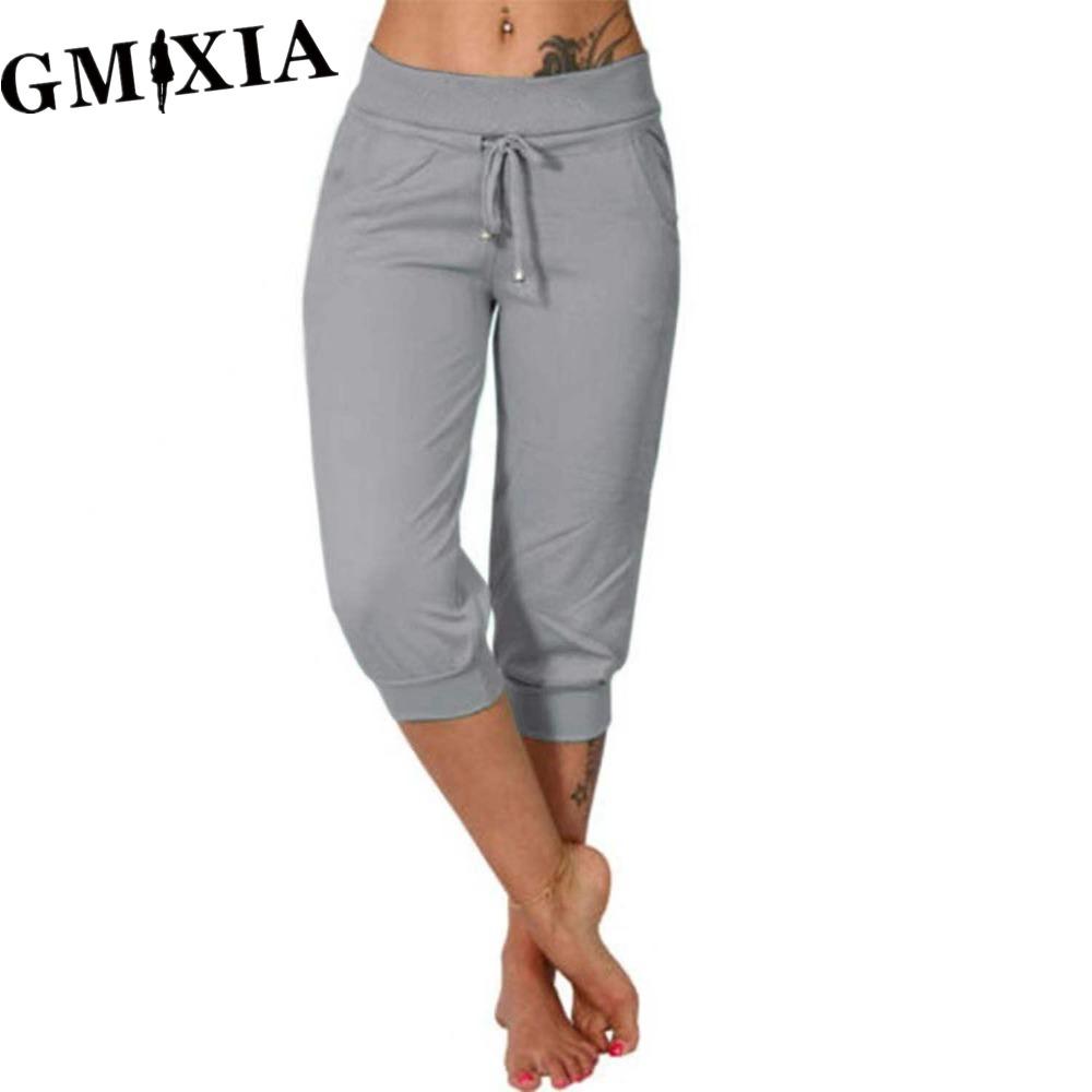 

GMXIA 10 цветов Женские модные повседневные однотонные брюки и капри с принтом M серый