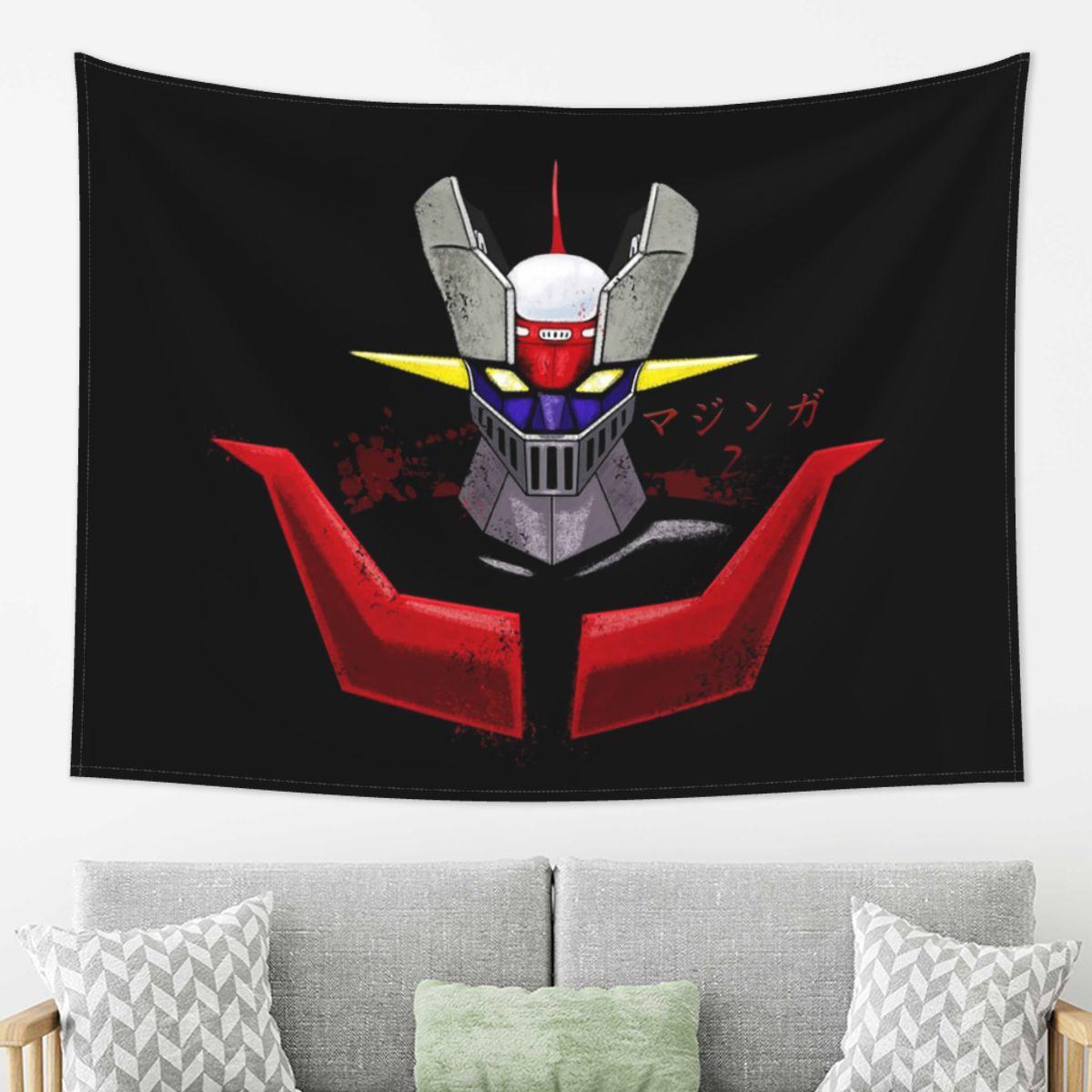 

Mazinger Z Goldorak Actarus Grendizer Mask Tapestry Wall Hanging Aesthetic Home Decor Tapestries for Living Room Bedroom 74x94cm(29x37in)
