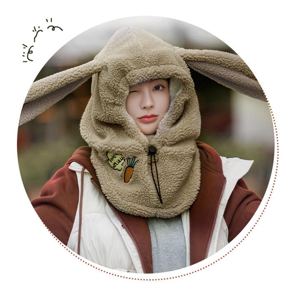 Winter Neck Warmer+ Dual Layered Bunny Hat Russian Hat Jazz Streetwear Dual Layered Bunny Hat for Women