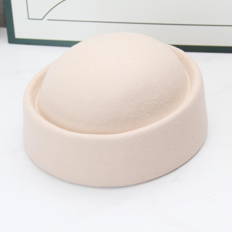Niche alta gamma senso scatola medicina cappello autunno nuovo retrò britannico berretto pura lana cappello a cilindro moda cappello hostess
