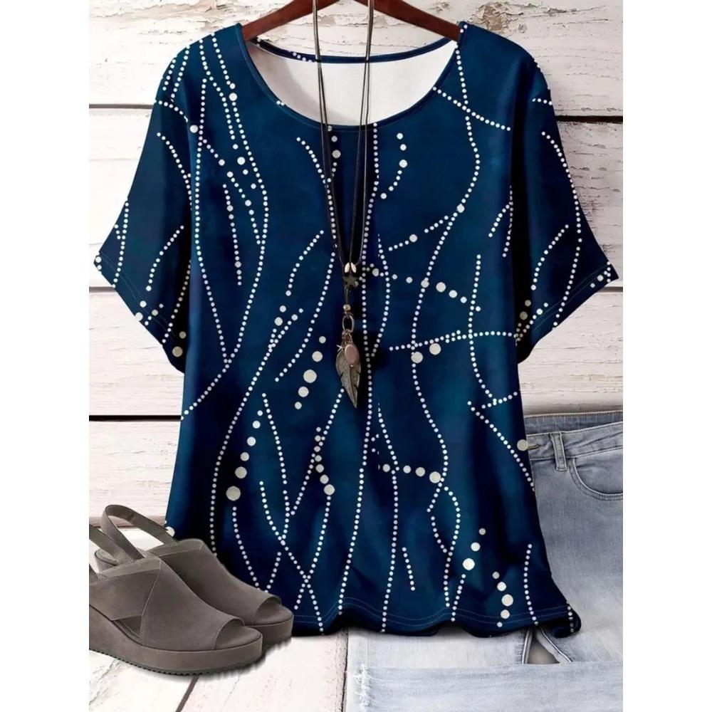 Women's T-shirt 3D Pattern Printed Casual Short Sleeved O-Neck Top Fashionable Street Women's Clothing