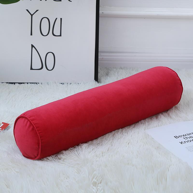 Soft Velvet Cylindrical Pillow Cover Round Bolster Long Cusion Pillow Case Neck Back Rest for Living Room Bed Sofa Decor