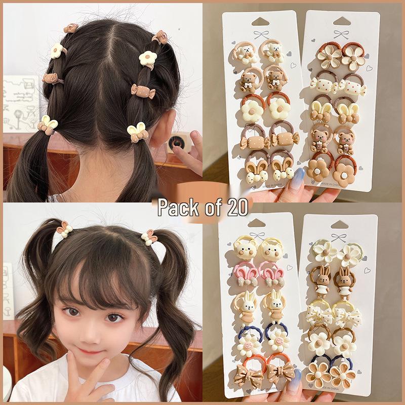 Elastice de păr colorate cu desene animate pentru copii - Drăguțe, elastice de cauciuc cu elasticitate ridicată și bentițe