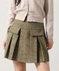 AVANDRESS Pocket Mini Suede Pleats Skirt Brown
