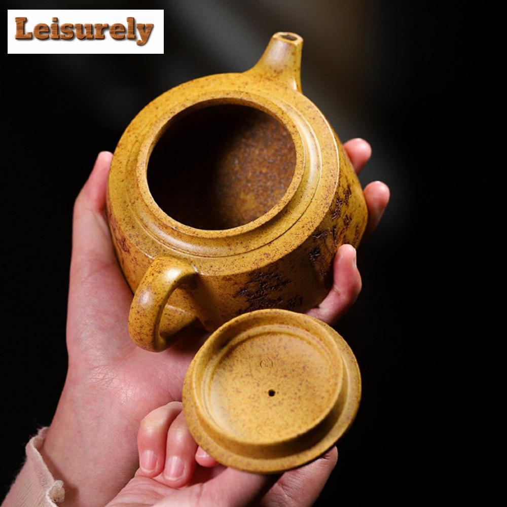 270ml Authentic Yixing Purple Clay Teapot Handmade Octagonal Pot Tea Infuser Raw Ore Dragon Bone Gold Sand Kettle Zisha Tea Set