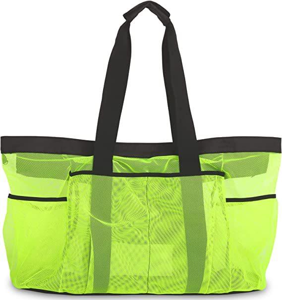 

1pc Extra Large Mesh Beach Bag Large-capacity Breathable Multiple Pockets Travel Clothing Storage Bag Outdoor Sports Handbag зелёный