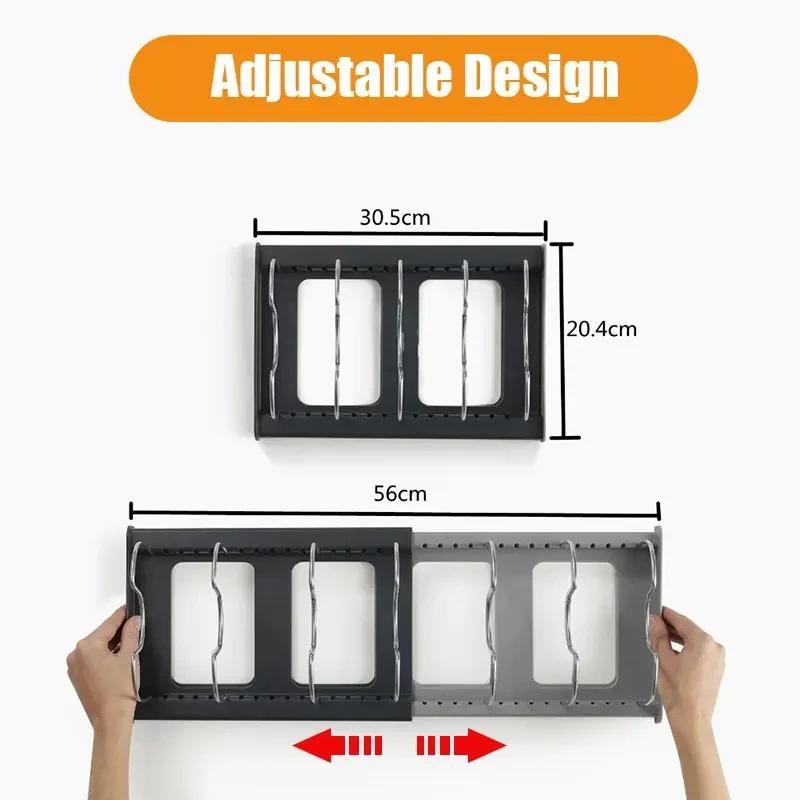 Rozšiřitelný nerezový úložný stojan Držák kuchyňské skříňky na pánev Víko hrnce Prkénko na sušení nádobí Organizér stojanu na nádobí