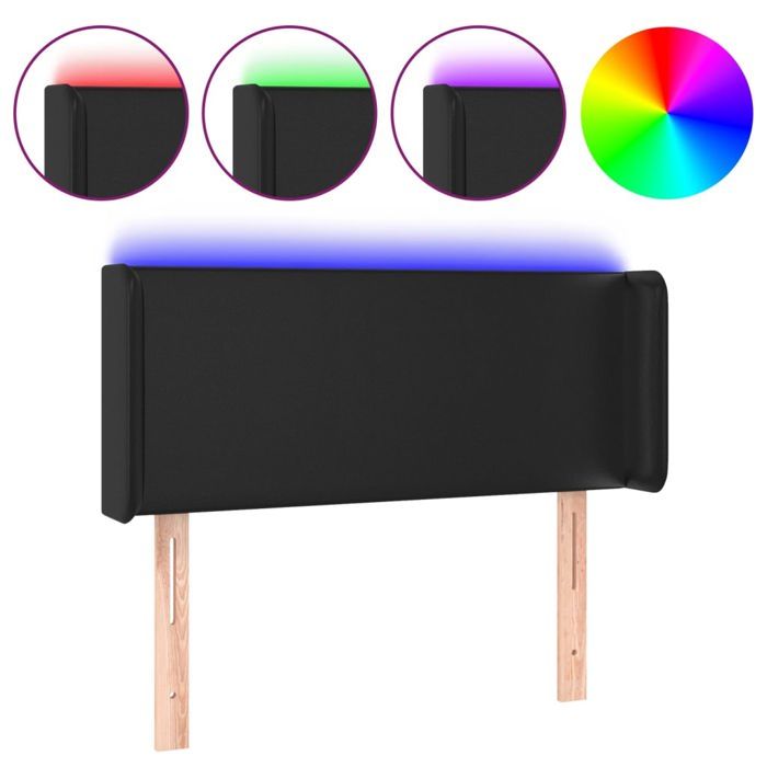 VidaXL Tête de Lit à LED Meuble de Chambre à Coucher Accessoire de Lit Simple Tête de Cadre de Lit Intérieur Noir 3123028