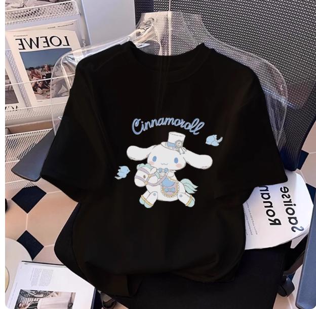 MINISO Sanrio Cute Cartoon Printed Mens Womens Clothing Loose Casual Versatile Tshirts Roundneck Shortsleeve Hotselling S