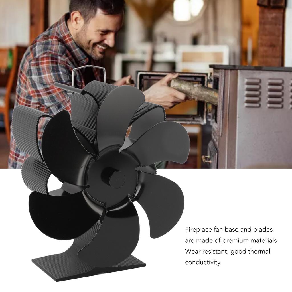 Stove Fan 6 Blades Grter   Volume Low Noise   Wr Resistance Fireplace Fan Black