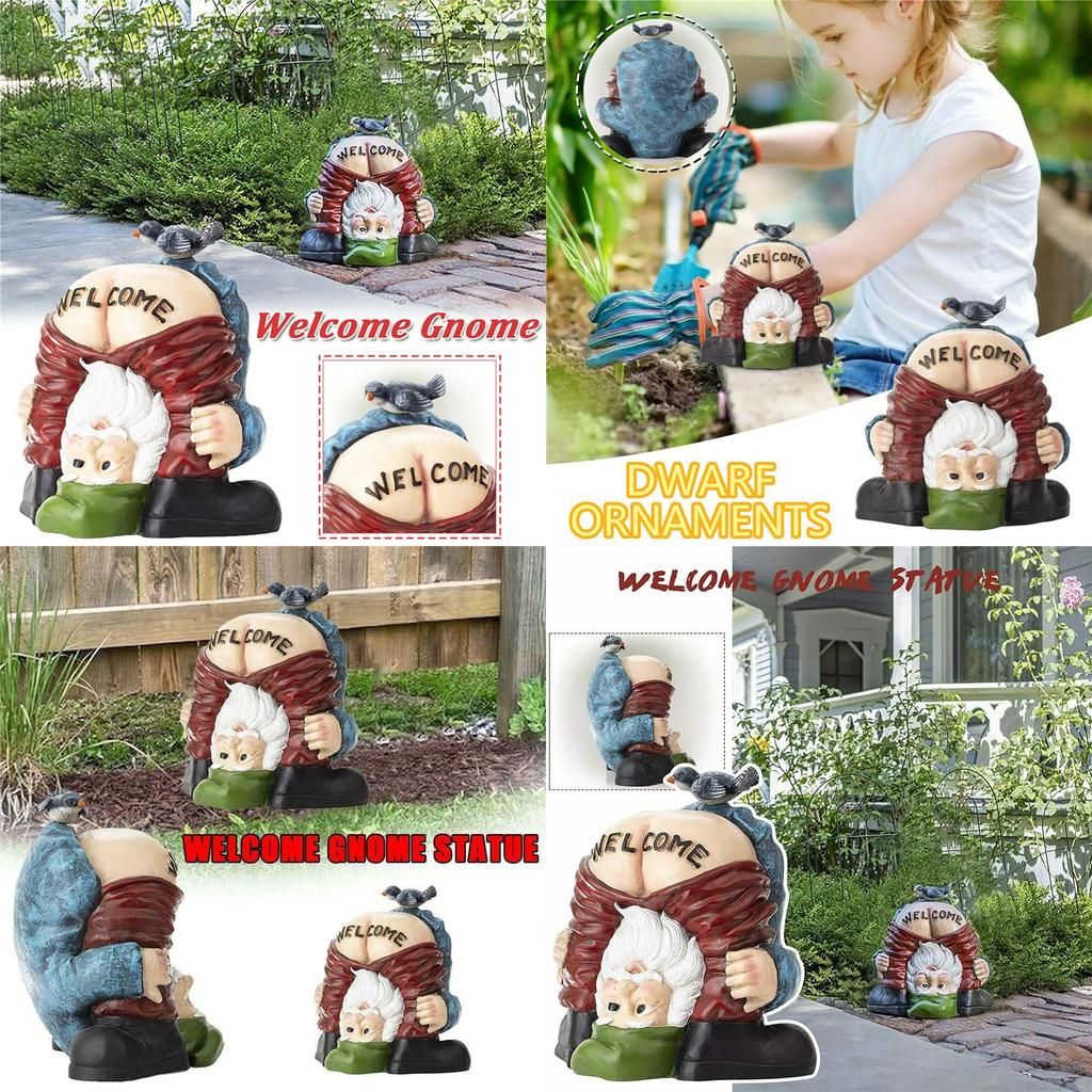 Charming Handstand Gnome Statue Featuring Funny Welcome Design For Your Garden
