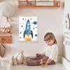 FDHSPAAM Space Rocket Kids Wall Art Decor, Space Nursery Decor, Fantasy Blue Spaceship Planet Star Wall Art Posters for Nursery Home Kids Boys