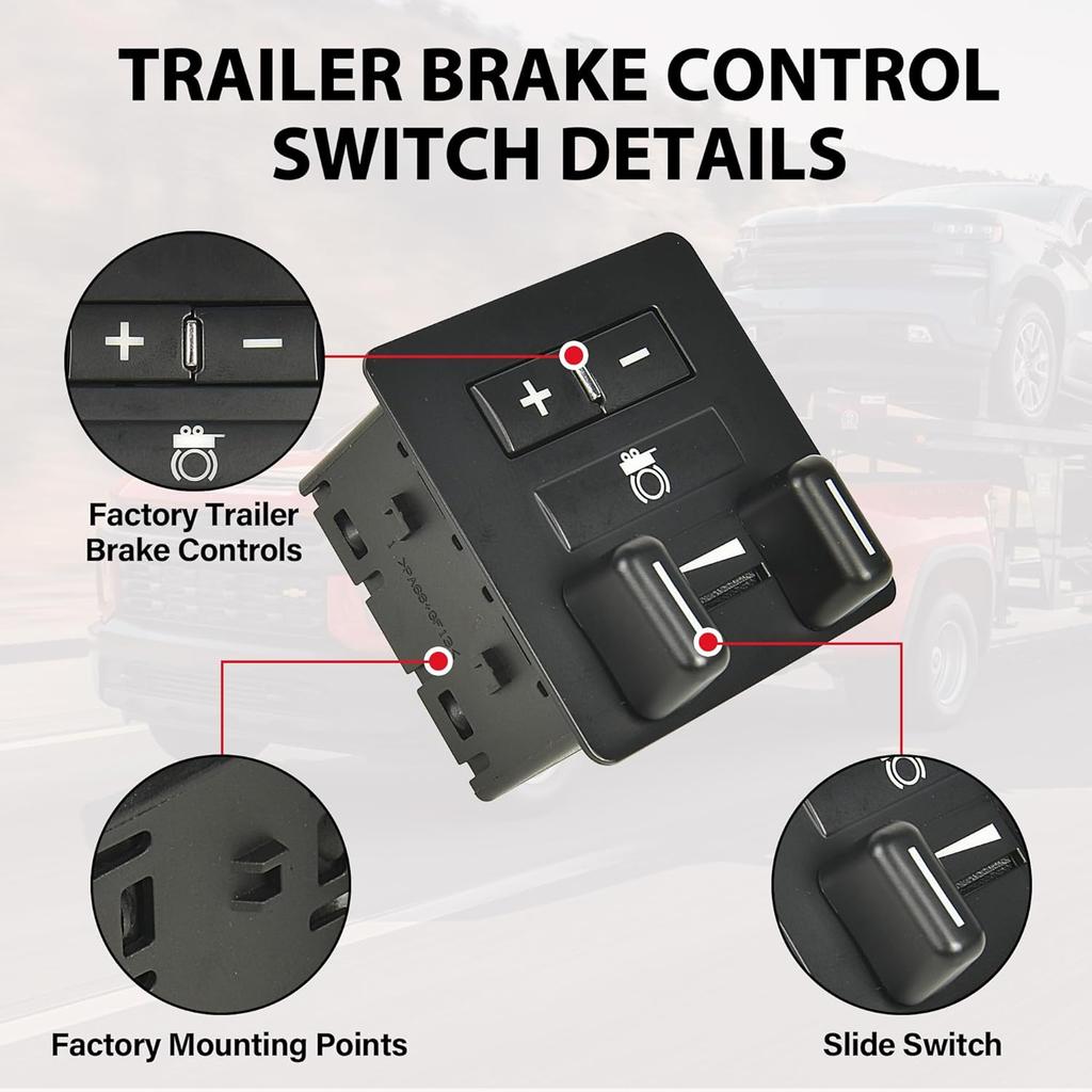 Trailer Brake Control Switch Compatible With 2007-2014 Cadillac Escalade Chevy Avalanche Silverado 1500 2500 3500 Suburban Tahoe GMC Sierra Yukon XL
