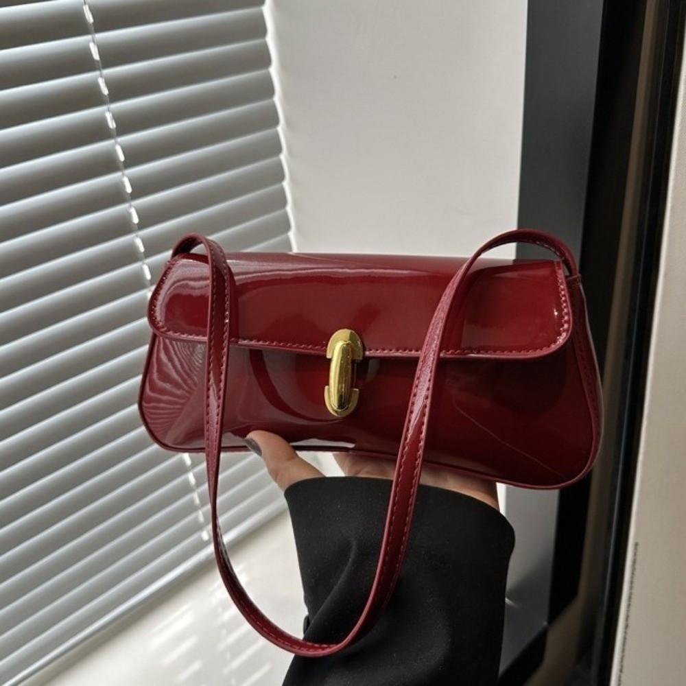 Fashi Flap Decor Vintage Underarm Bag Solid Color PU Small Square Shoulder Bag Versatile Simple Tote Bag Dating
