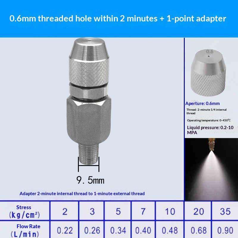 0.6 0.8 1.0 1.2 1.5 2.0Mm Hole Stainless Steel Nozzle Adjustable Steam Volume For Fog Cannon Machine 1/8' 1/4' 3/8' 1/2'