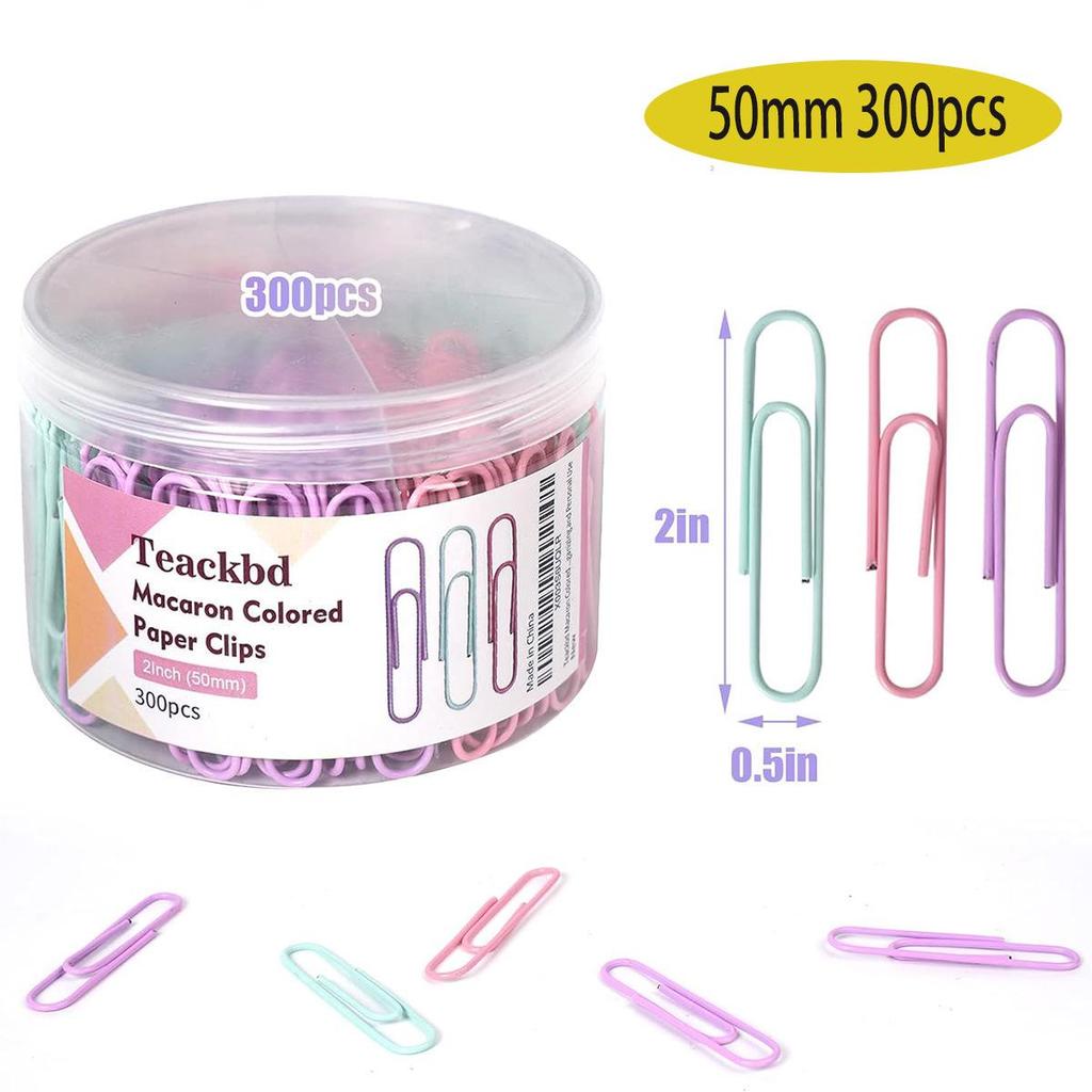 Colorful Large Paperclips & Binder Clips: Nickel-Plated Silver Office Stationery for Bookmarks and Test Papers.