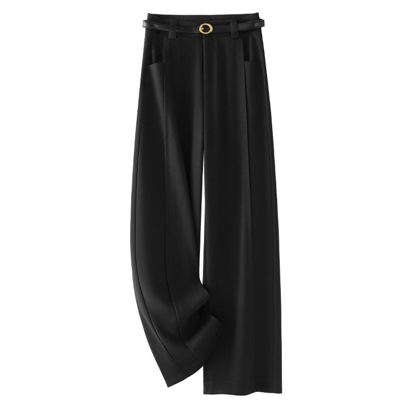 Women's 2025 Spring High-Waist Red Wide-Leg Drapey Pants