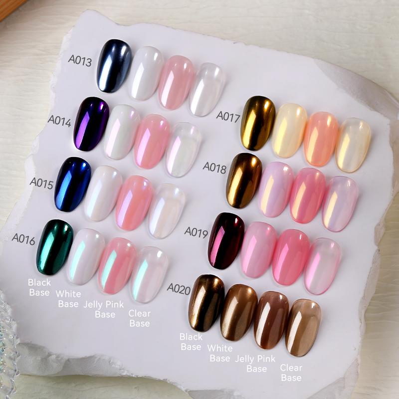 NICOLE DIARY Aurora Pearl Nail Powder Purple Pink Blue Mirror Glitter Dust Pigments UV Gel Polish Nail Arts Supplies Decorations