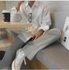 Men's British Yuppie Gray Long Sleeve Shirt - High-End, Mature Style, Oversized Trend