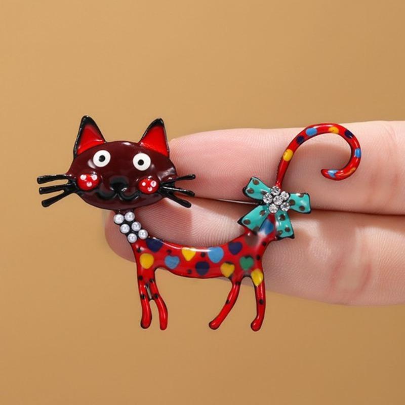 Cartoon Personality Graffiti Cat Brooch, Colorful Animal Corsage, Lady's Coat and Suit Pin, Cute Decoration